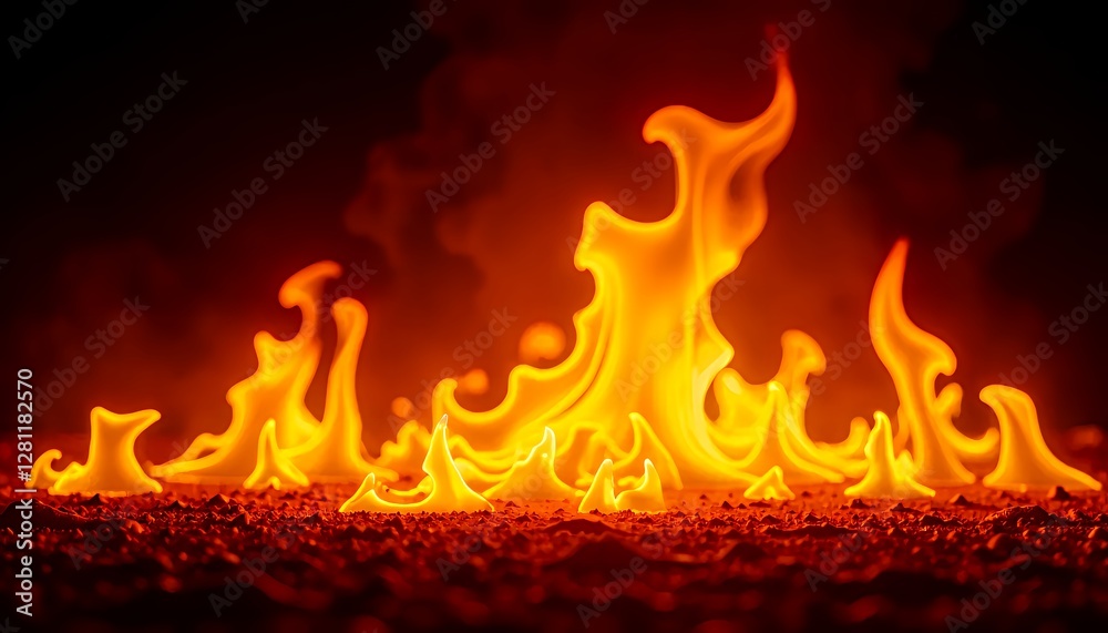 Luminous flames dancing in the darkness, creating a dramatic and high-contrast fire effect with intense glowing embers and rich fiery textures Luminous flames dancing in the darkness, creating a dramatic and high-contrast fire effect with intense glowing embers and rich fiery textures