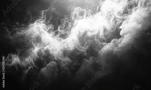 Dramatic Monochrome Swirling Smoke Clouds - Conceptual Atmospheric Abstract Background with Dark and Mysterious Aesthetic, Generative AI