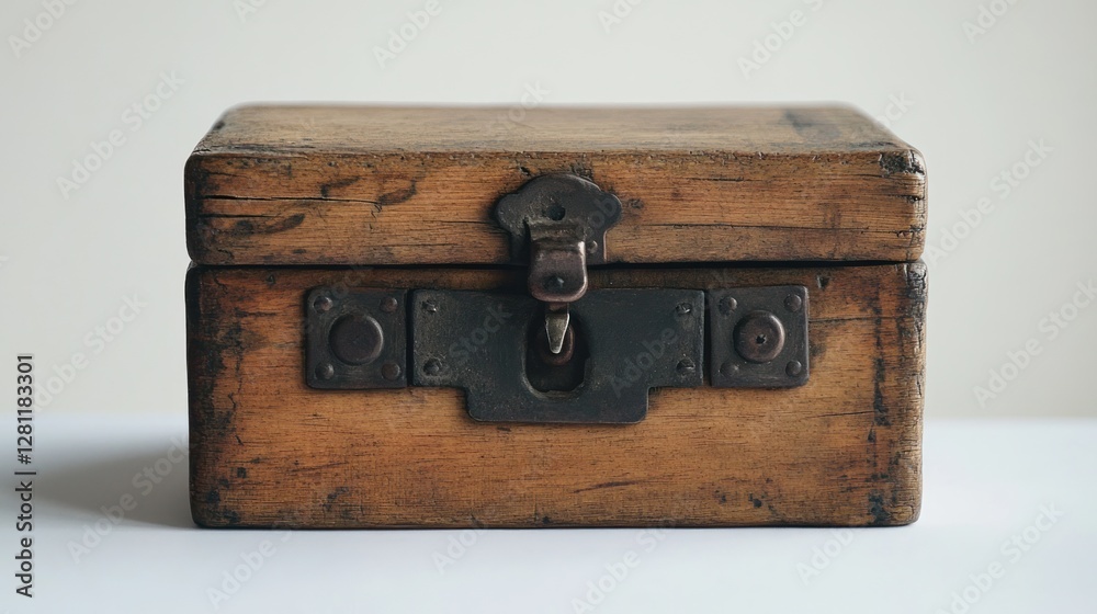 Antique wooden box with metal clasp. Antique wooden box with metal clasp.