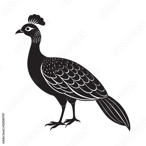 Vibrant Mountain bird Himalayan Monal silhouette vector illustration
