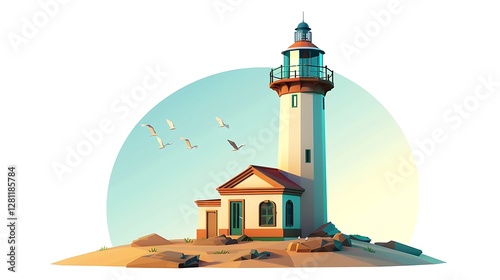 Wallpaper Mural 3D Isolated Building Vector Image of a vintage lighthouse Torontodigital.ca