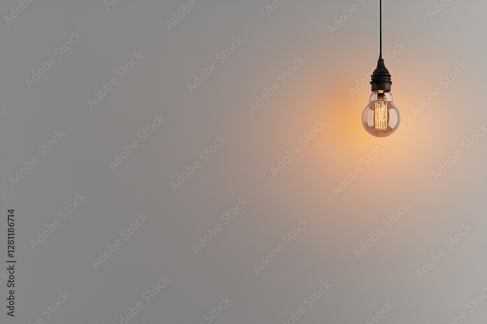 The warm light emanating from an industrial-style wall lamp is the subject of a selectively focused photograph showcasing an interior decoration object The warm light emanating from an industrial-style wall lamp is the subject of a selectively focused photograph showcasing an interior decoration object
