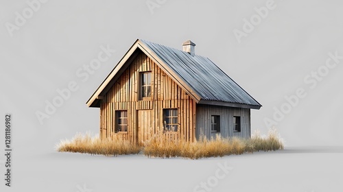 Wallpaper Mural 3D Isolated Building Vector Image of a minimalist wooden cabin Torontodigital.ca