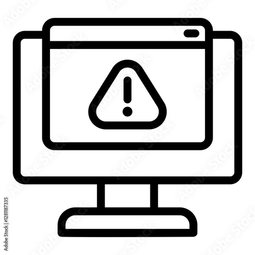 Computer warning icon. Vector line icon