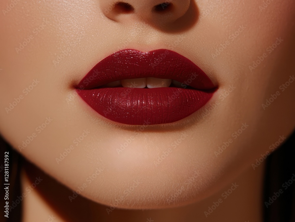 Fototapeta premium Glamorous Makeup Application Beauty Studio Close-up Photography Professional Environment Artistic Perspective Lip Art