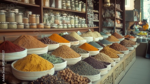 Fototapeta Naklejka Na Ścianę i Meble -  Colorful spice display in traditional market