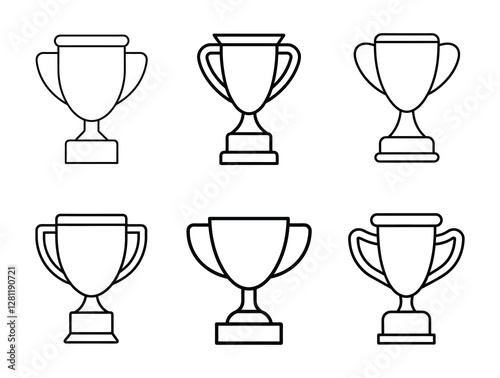 Trophy cup line icon set. Victory cup vector. Trophy, Cup, Prize, Winner symbol