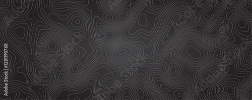 Abstract background wavy topographic line map. Contour geography map grid abstract backdrop. Seamless pattern and banner design. Modern and dynamic feel to topographic mapping vector illustration.