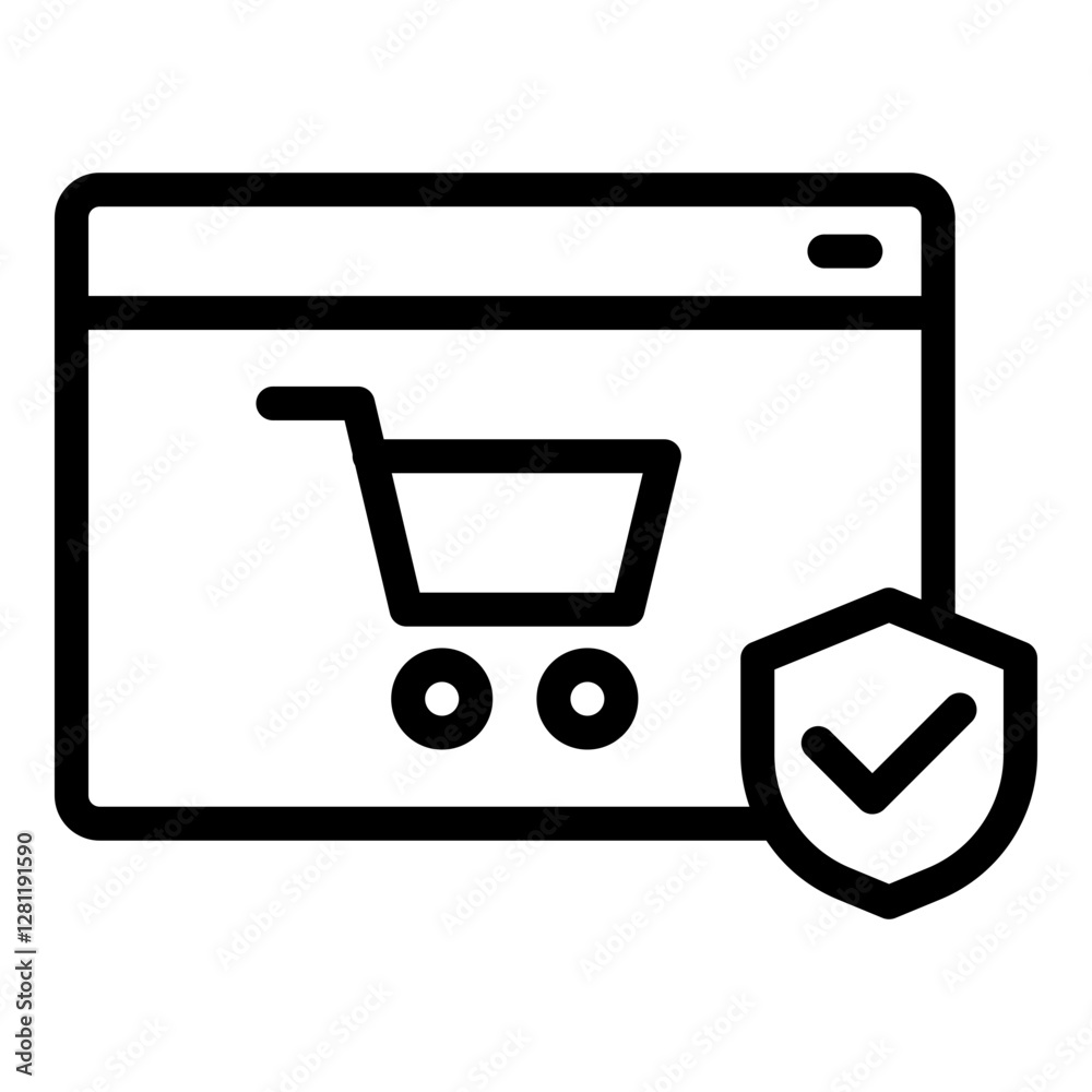 Safe online shopping icon. Vector line icon Safe online shopping icon. Vector line icon