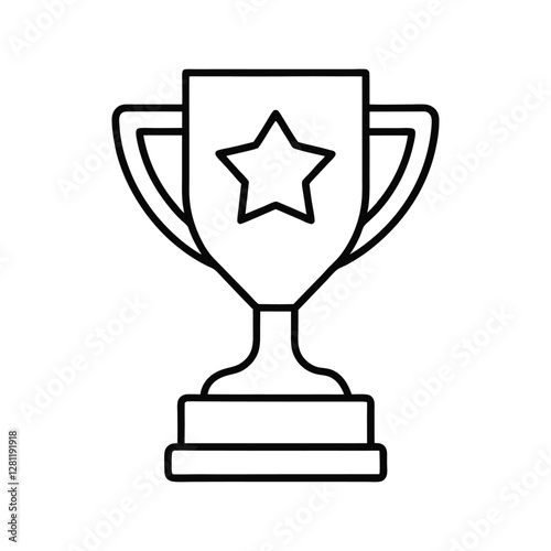 Trophy cup icon line art vector illustration. Winner cup, Victory cup icon. Reward symbol.