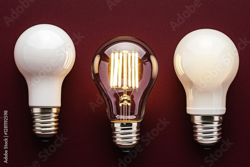 Development in lighting technology encompasses tungsten, fluorescent, and LED bulbs