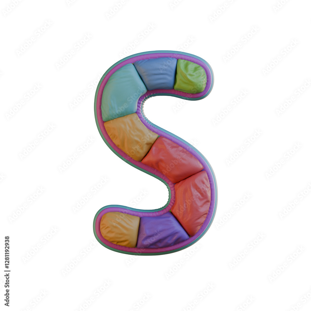 Naklejka premium Colorful Fabric 3D Alphabet PNG Letters