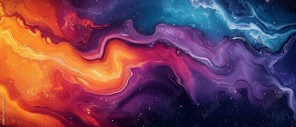 Abstract fluid art with vibrant colors.