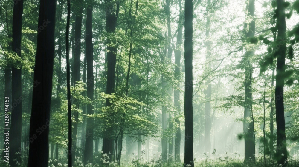 custom made wallpaper toronto digitalA nature background showcasing a dense forest with towering trees, dappled sunlight filtering through the leaves, and a carpet of wildflowers, capturing the essence of untouched natural beauty 17