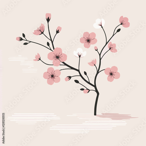 Delicate pink cherry blossoms in full bloom on a branch, showcasing the beauty of spring with vibrant colors and fresh greenery.