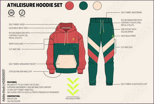 Men's Athleisure Active Hoodie and Jogger Technical Tech Pack. 