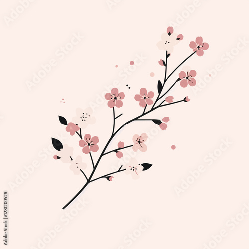 Delicate pink cherry blossoms in full bloom on a branch, showcasing the beauty of spring with vibrant colors and fresh greenery.