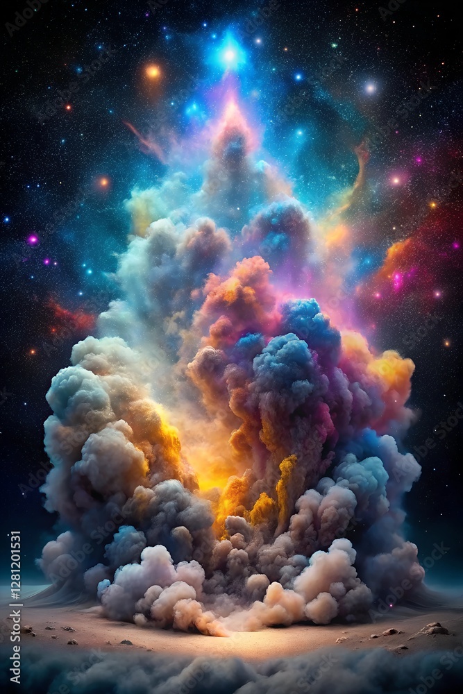 Fototapeta premium Celestial Wonders of the Universe: A Stunning Realistic Depiction of Galaxies, Nebulas, and Black Holes in Deep Space