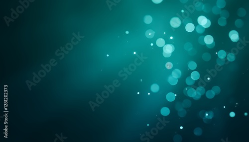 Dark teal and navy gradient with sparkling white and cyan bokeh, evoking a mysterious night atmosphere, creating an enchanting and magical effect