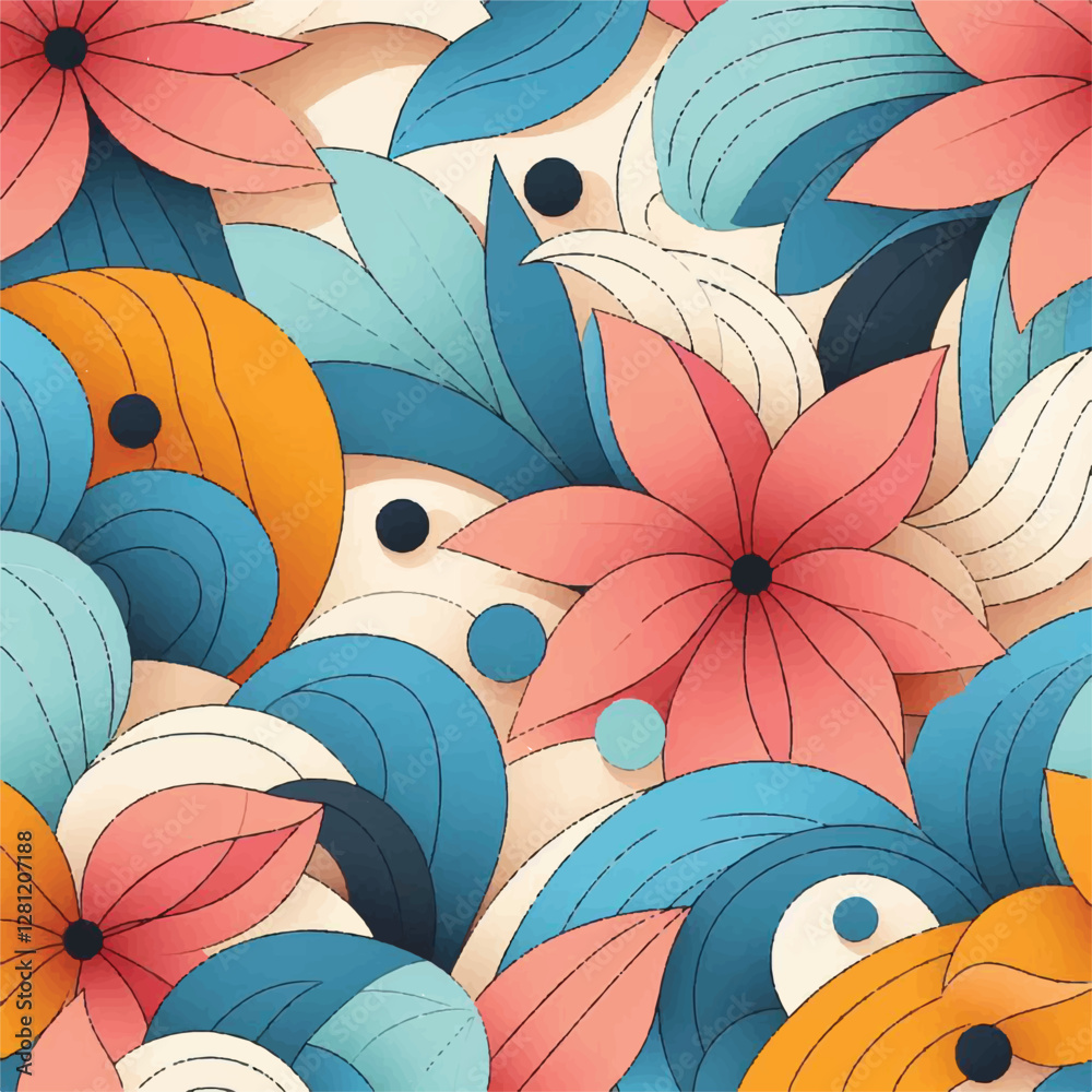 Naklejka premium Geometric Shaped flower patterns