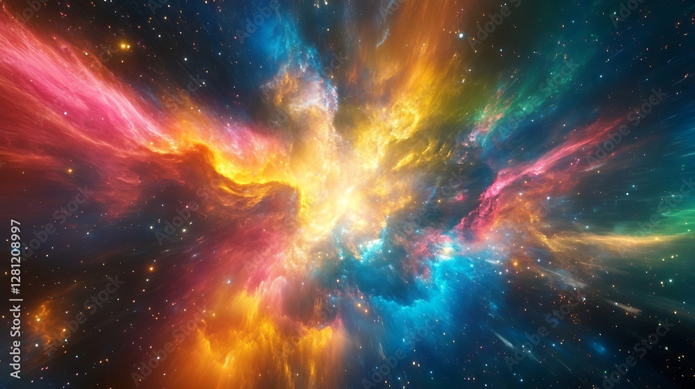 Fototapeta premium Cosmic Nebula Exploding Starburst Celestial Wonder