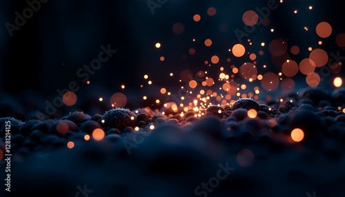 Black background with holographic sparks of light and bokeh effects, creating a starry illusion, perfect for futuristic and mystical themes