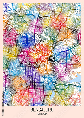 Wallpaper Mural Bengaluru Karnataka City Map, district banner, business modern landmark, neighborhood paint travel, hometown downtown design, destination landmark Torontodigital.ca