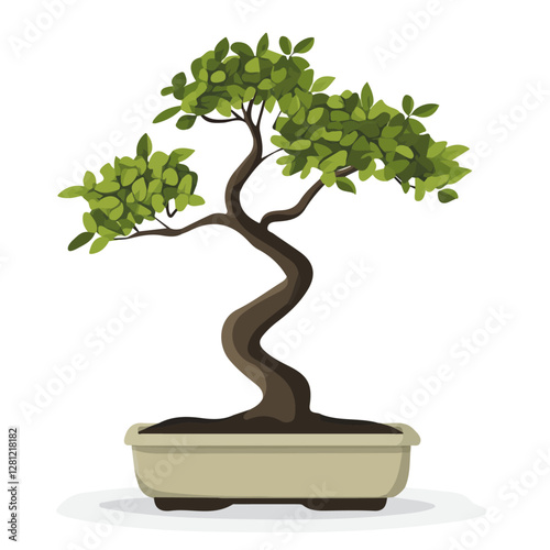 2D flat vector illustration Bonsai Tree icon isolated on a white background.

