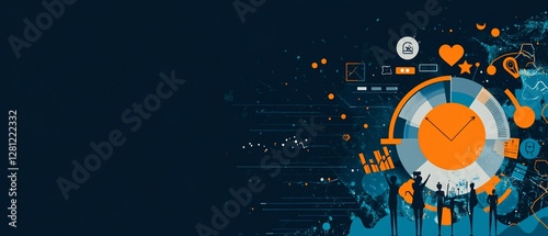 Data analytics clock with team.