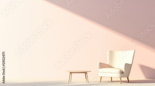lone plush armchair in serene softly lit room signifies tranquility and introspection