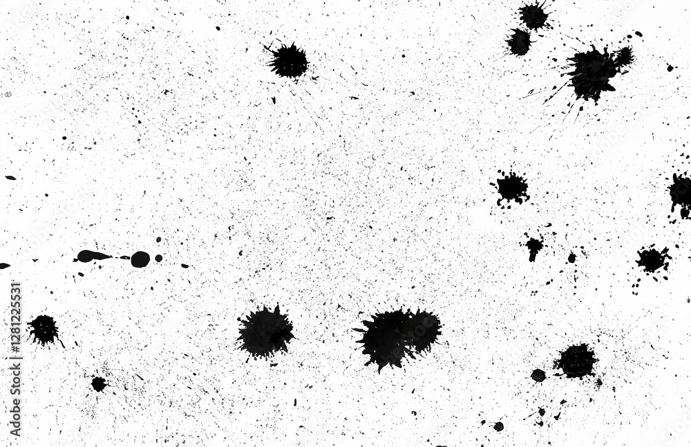 Abstract black ink splatter texture on white background, perfect for grunge designs, overlays, and artistic effects. Abstract black ink splatter texture on white background, perfect for grunge designs, overlays, and artistic effects.