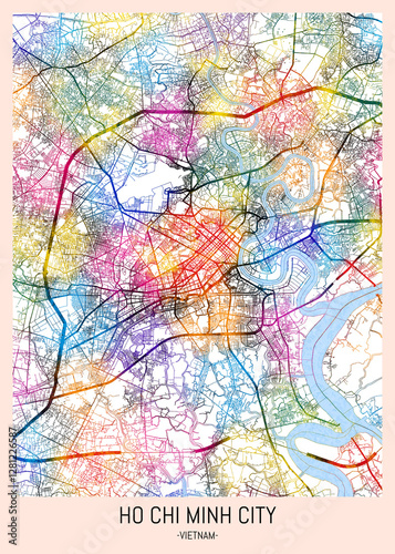 Wallpaper Mural Ho Chi Minh City Vietnam City Map, district banner, business modern landmark, neighborhood paint travel, hometown downtown design, destination landmark Torontodigital.ca