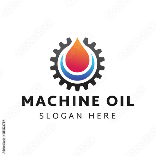 Oil and gear icon logo design. Oil drop with cog wheel icon logo design.