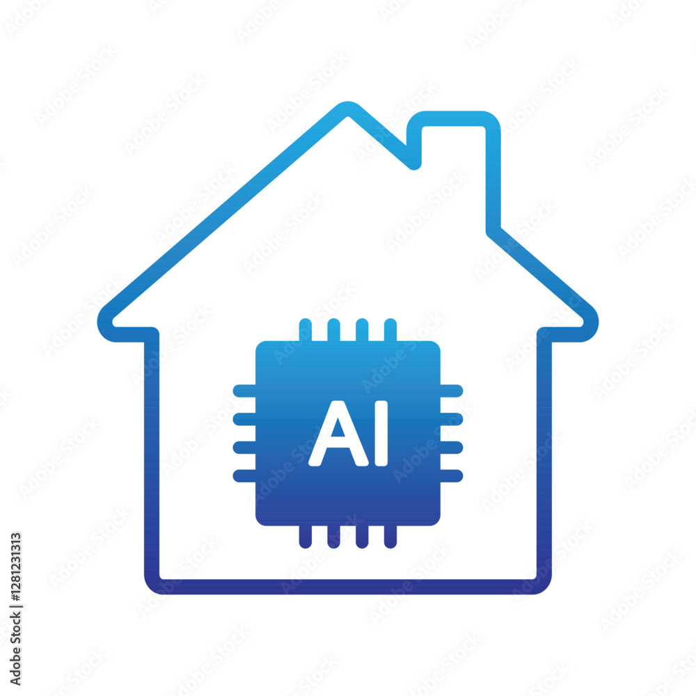 Smart home icon silhouette with ai symbol, simple modern digital technology. Blue Smart home logo with artificial intelligence concept. Vector design for website, symbol, logo, sign, app, UI, EPS 10 Smart home icon silhouette with ai symbol, simple modern digital technology. Blue Smart home logo with artificial intelligence concept. Vector design for website, symbol, logo, sign, app, UI, EPS 10