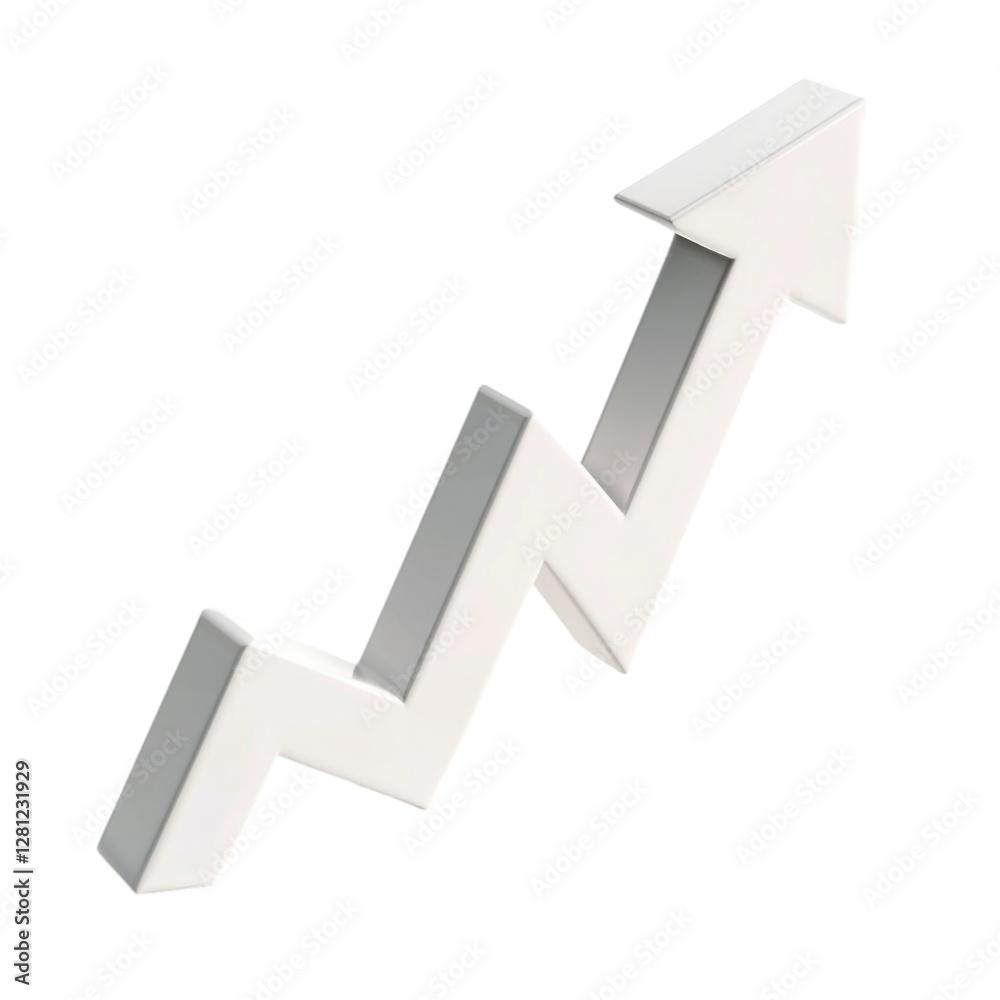 3D Trend Arrow Isolated on Transparent Background 3D Trend Arrow Isolated on Transparent Background