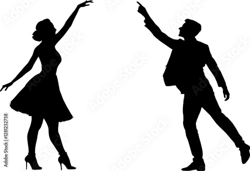 Vektor Silhouette Körper und Pose Tanzpaar - Mann und Frau beim Tanzen - Lässig und Cool