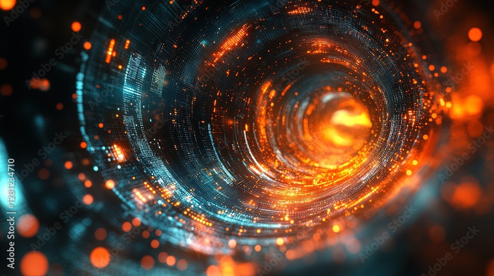 Obraz premium Technology abstract theme with glowing digital icons, data patterns, and innovative light designs 