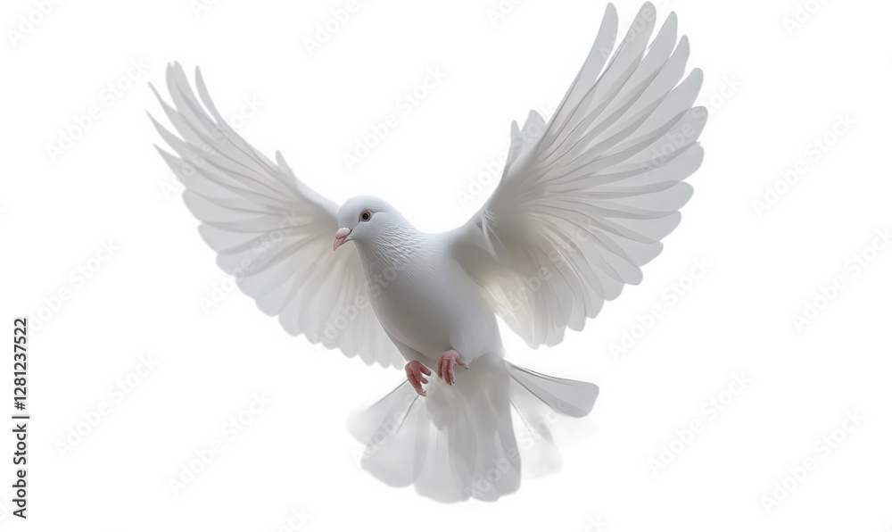 Fototapeta premium A white pigeon is flying