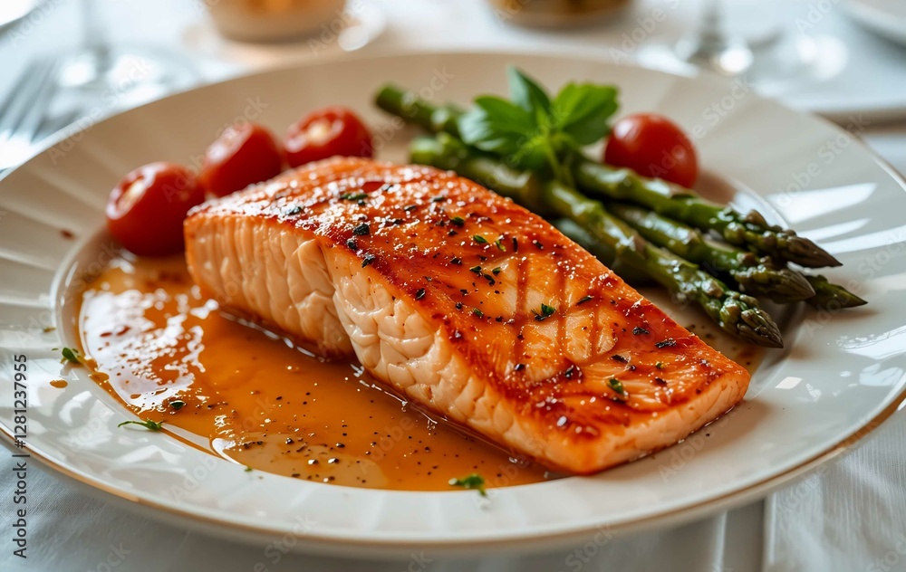 grilled salmon steak with vegetables
grilled salmon steak with vegetables