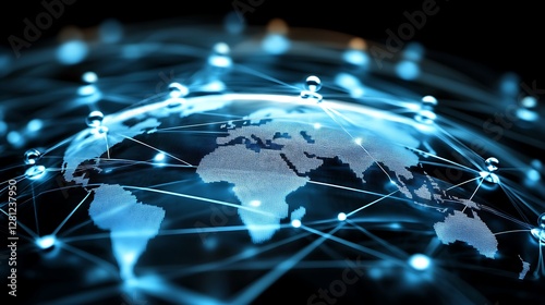 The world network is interconnected with communication lines globally