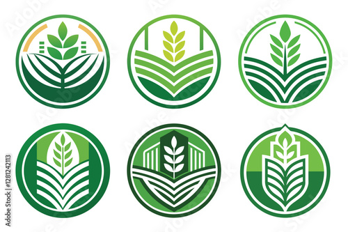 set of Agro logo icons ‍and Vector illustration with leaves