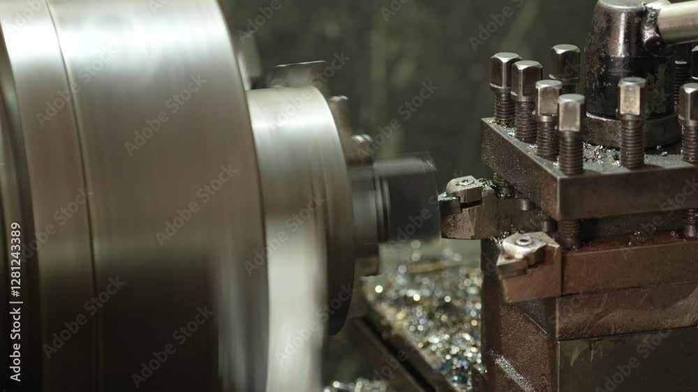 VDO 4K Lathe is working on turning metal parts for industrial use. VDO 4K Lathe is working on turning metal parts for industrial use.