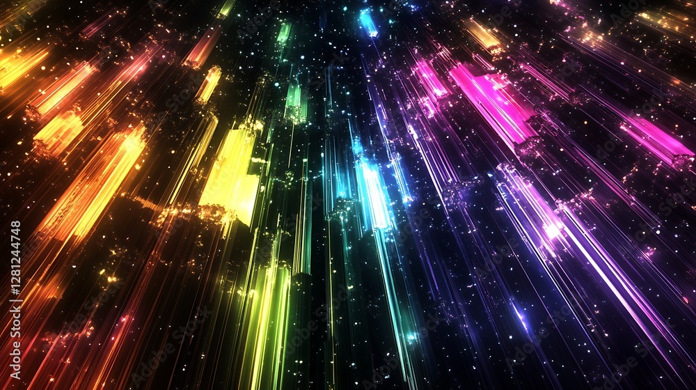 Obraz premium Rainbow Light Streaks Across Dark Space