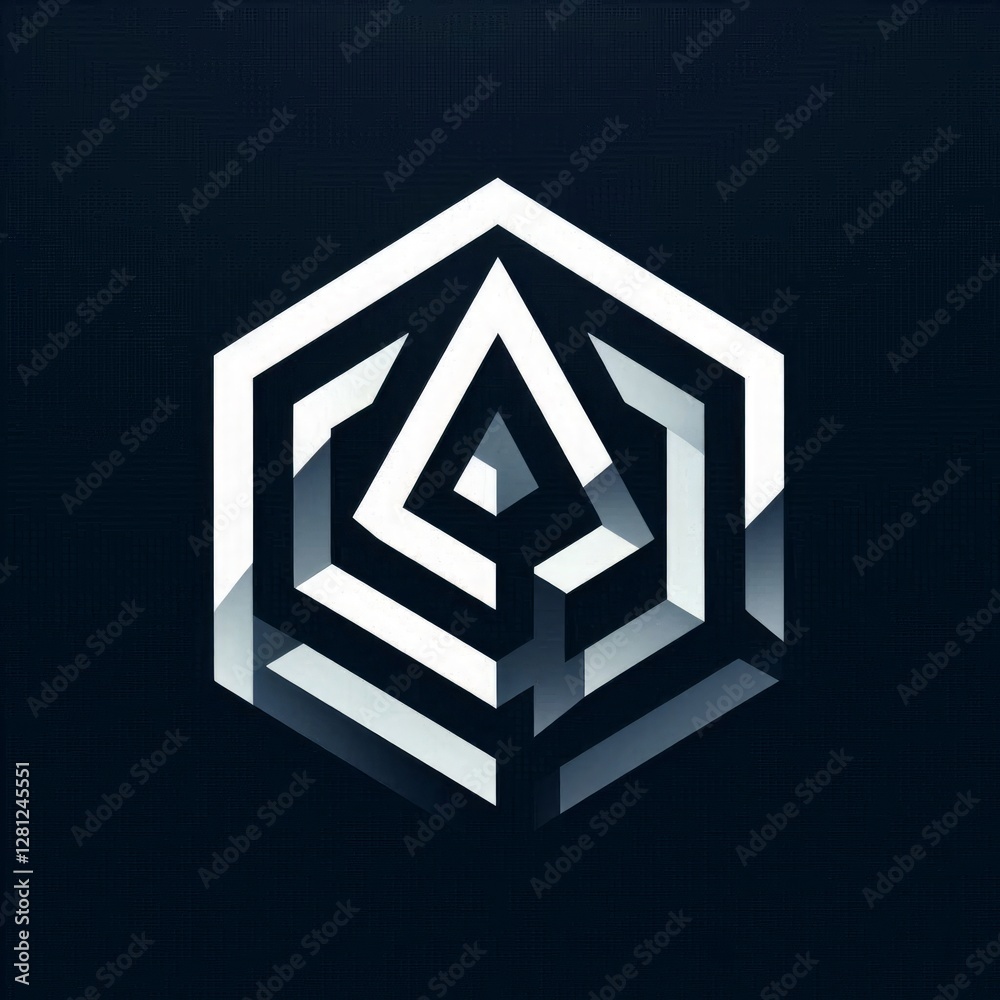 Futuristic geometric emblem with 3D design Futuristic geometric emblem with 3D design