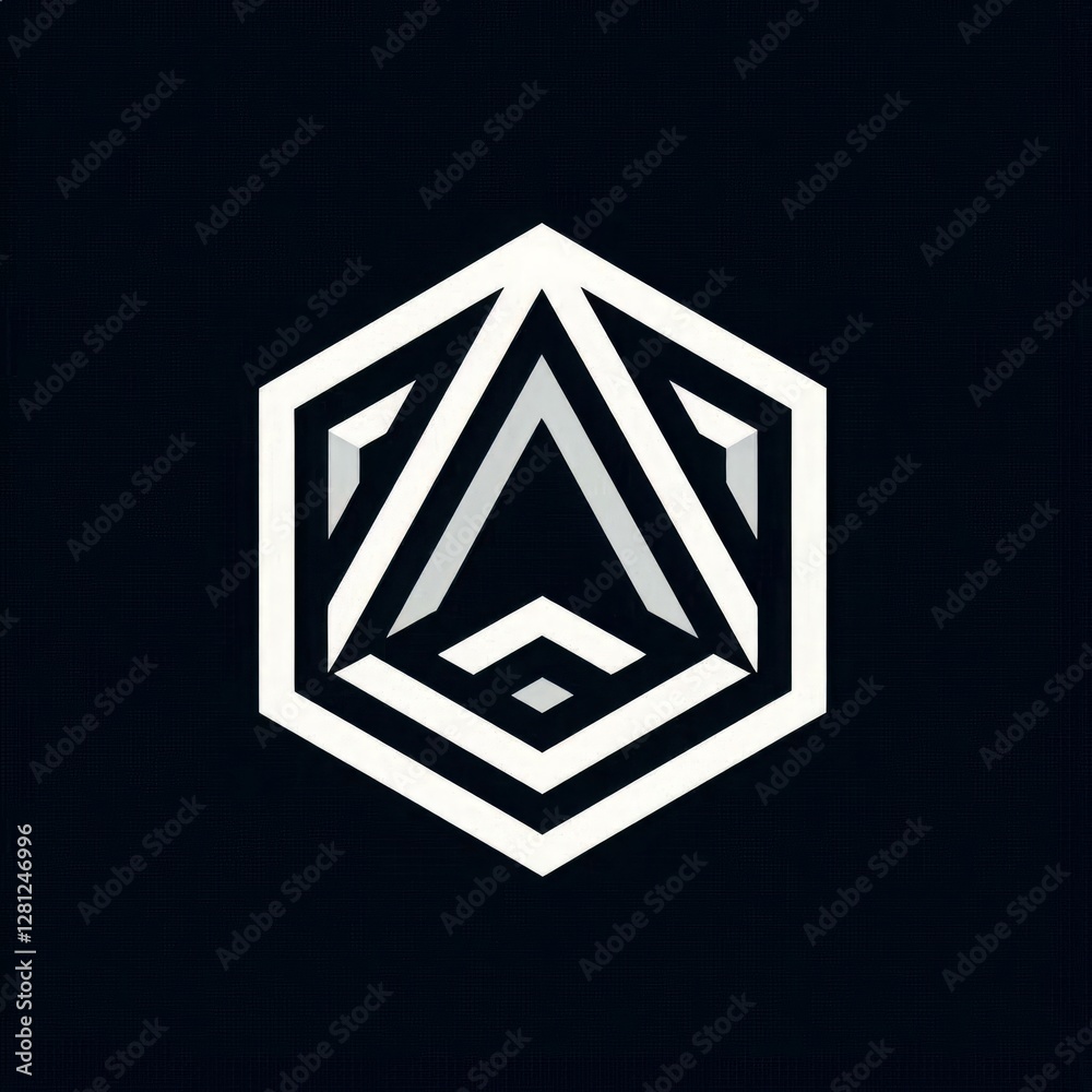 Futuristic geometric emblem with 3D design Futuristic geometric emblem with 3D design