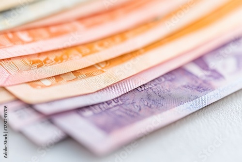 close-up photo of diverse currencies symbolizing emerging market economies arranged on solid background