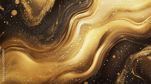 Golden shimmering texture with sparkling highlights, Luxurious golden wallpaper with an elegant, shining design perfect for sophisticated spaces image.