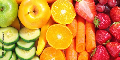 Fresh Colorful Fruits and Vegetables for Healthy Eating and Nutrition