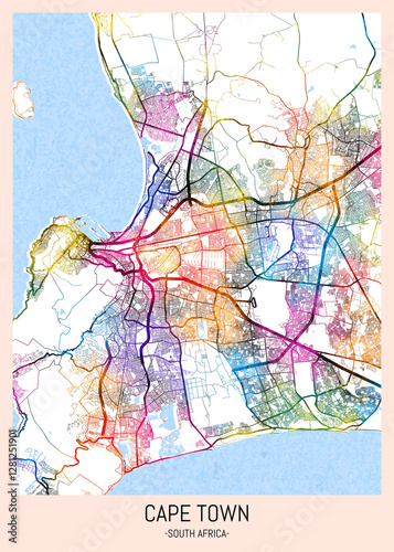 Wallpaper Mural Cape Town South Africa City Map, district banner, business modern landmark, neighborhood paint travel, hometown downtown design, destination landmark Torontodigital.ca