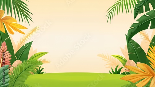 Wallpaper Mural Tropical Leaves and Plants Background Illustration Torontodigital.ca